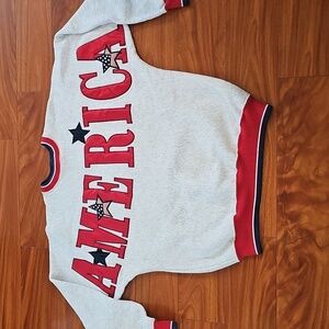 Vintage Legends USA America 90s Gray Sweatshirt With Red Satin Letters  SZ L